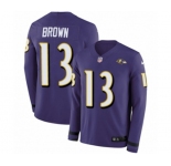 Nike Baltimore Ravens #13 John Brown Limited Purple Therma Long Sleeve NFL Jersey