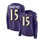 Nike Baltimore Ravens #15 Michael Crabtree Limited Purple Therma Long Sleeve NFL Jersey