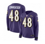 Nike Baltimore Ravens #48 Patrick Onwuasor Limited Purple Therma Long Sleeve NFL Jersey