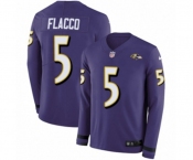 Nike Baltimore Ravens #5 Joe Flacco Limited Purple Therma Long Sleeve NFL Jersey