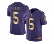 Nike Baltimore Ravens #5 Joe Flacco Purple Men's Stitched NFL Limited Gold Rush Jersey
