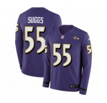 Nike Baltimore Ravens #55 Terrell Suggs Limited Purple Therma Long Sleeve NFL Jersey