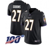 Nike Ravens #27 J.K. Dobbins Black Alternate Men's Stitched NFL 100th Season Vapor Untouchable Limited Jersey