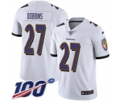 Nike Ravens #27 J.K. Dobbins White Men's Stitched NFL 100th Season Vapor Untouchable Limited Jersey