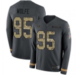 Nike Ravens #95 Derek Wolfe Anthracite Salute to Service Men's Stitched NFL Limited Therma Long Sleeve Jersey