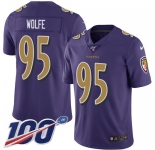 Nike Ravens #95 Derek Wolfe Purple Men's Stitched NFL Limited Rush 100th Season Jersey
