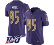 Nike Ravens #95 Derek Wolfe Purple Men's Stitched NFL Limited Rush 100th Season Jersey