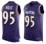 Nike Ravens #95 Derek Wolfe Purple Team Color Men's Stitched NFL Limited Tank Top Jersey