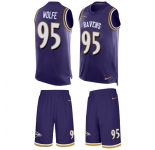 Nike Ravens #95 Derek Wolfe Purple Team Color Men's Stitched NFL Limited Tank Top Suit Jersey