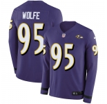 Nike Ravens #95 Derek Wolfe Purple Team Color Men's Stitched NFL Limited Therma Long Sleeve Jersey