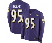 Nike Ravens #95 Derek Wolfe Purple Team Color Men's Stitched NFL Limited Therma Long Sleeve Jersey