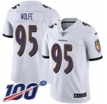 Nike Ravens #95 Derek Wolfe White Men's Stitched NFL 100th Season Vapor Untouchable Limited Jersey