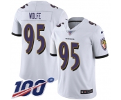 Nike Ravens #95 Derek Wolfe White Men's Stitched NFL 100th Season Vapor Untouchable Limited Jersey