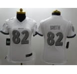 Nike Women Baltimore Ravens #82 Torrey Smith Platinum White Jerseys