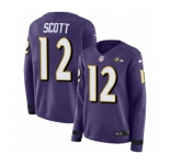 Women Nike Baltimore Ravens #12 Jaleel Scott Limited Purple Therma Long Sleeve NFL Jersey