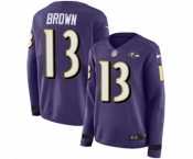 Women Nike Baltimore Ravens #13 John Brown Limited Purple Therma Long Sleeve NFL Jersey