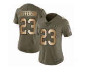 Women Nike Baltimore Ravens #23 Tony Jefferson Limited Olive Gold Salute to Service NFL Jersey
