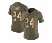 Women Nike Baltimore Ravens #24 Brandon Carr Limited Olive old Salute to Service NFL Jersey