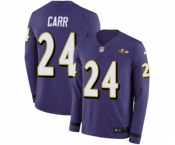 Women Nike Baltimore Ravens #24 Brandon Carr Limited Purple Therma Long Sleeve NFL Jersey