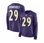 Women Nike Baltimore Ravens #29 Marlon Humphrey Limited Purple Therma Long Sleeve NFL Jersey