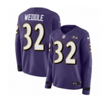 Women Nike Baltimore Ravens #32 Eric Weddle Limited Purple Therma Long Sleeve NFL Jersey