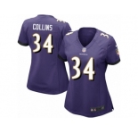 Women Nike Baltimore Ravens #34 Alex Collins Game Purple Team Color NFL Jersey