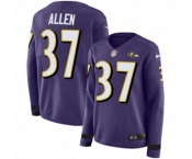 Women Nike Baltimore Ravens #37 Javorius Allen Limited Purple Therma Long Sleeve NFL Jersey