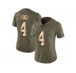 Women Nike Baltimore Ravens #4 Sam Koch Limited Olive Gold Salute to Service NFL Jersey