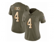 Women Nike Baltimore Ravens #4 Sam Koch Limited Olive Gold Salute to Service NFL Jersey