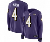 Women Nike Baltimore Ravens #4 Sam Koch Limited Purple Therma Long Sleeve NFL Jersey