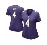 Women Nike Baltimore Ravens #4 Sam Koch Purple Team Color NFL Jersey