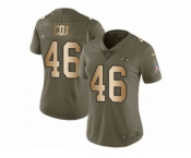 Women Nike Baltimore Ravens #46 Morgan Cox Limited Olive Gold Salute to Service NFL Jersey