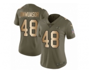 Women Nike Baltimore Ravens #48 Patrick Onwuasor Limited Olive Gold Salute to Service NFL Jersey