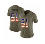 Women Nike Baltimore Ravens #51 Kamalei Correa Limited Olive USA Flag Salute to Service NFL Jersey
