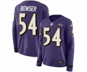 Women Nike Baltimore Ravens #54 Tyus Bowser Limited Purple Therma Long Sleeve NFL Jersey