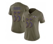 Women Nike Baltimore Ravens #55 Terrell Suggs Olive Stitched NFL Limited 2017 Salute to Service Jersey