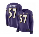 Women Nike Baltimore Ravens #57 C.J. Mosley Limited Purple Therma Long Sleeve NFL Jersey