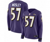 Women Nike Baltimore Ravens #57 C.J. Mosley Limited Purple Therma Long Sleeve NFL Jersey