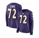 Women Nike Baltimore Ravens #72 Alex Lewis Limited Purple Therma Long Sleeve NFL Jersey