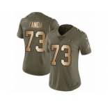 Women Nike Baltimore Ravens #73 Marshal Yanda Limited Olive Gold Salute to Service NFL Jersey