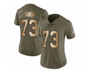 Women Nike Baltimore Ravens #73 Marshal Yanda Limited Olive Gold Salute to Service NFL Jersey