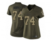 Women Nike Baltimore Ravens #74 James Hurst Limited Green Salute to Service NFL Jersey