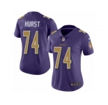 Women Nike Baltimore Ravens #74 James Hurst Limited Purple Rush Vapor Untouchable NFL Jersey