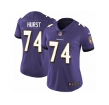 Women Nike Baltimore Ravens #74 James Hurst Purple Team Color Vapor Untouchable Limited Player NFL Jersey