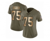 Women Nike Baltimore Ravens #75 Jonathan Ogden Limited Olive Gold Salute to Service NFL Jersey