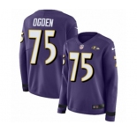 Women Nike Baltimore Ravens #75 Jonathan Ogden Limited Purple Therma Long Sleeve NFL Jersey
