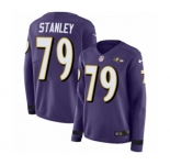 Women Nike Baltimore Ravens #79 Ronnie Stanley Limited Purple Therma Long Sleeve NFL Jersey