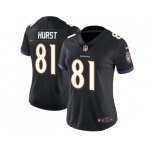 Women Nike Baltimore Ravens #81 Hayden Hurst Black Alternate Stitched NFL Vapor Untouchable Limited Jersey