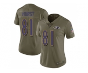 Women Nike Baltimore Ravens #81 Hayden Hurst Olive Stitched NFL Limited 2017 Salute to Service Jersey