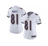 Women Nike Baltimore Ravens #81 Hayden Hurst White Stitched NFL Vapor Untouchable Limited Jersey